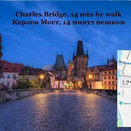 2 Rooms, For 6 People, 58m². Quiet, Nice! Fully Furnished, Air Conditioning, Fireplace! 1, Center, 7min Walk To Wenceslas Square, 5min Walk To River Vltava. Spalena Street № 9, Nove Mesto Prága
